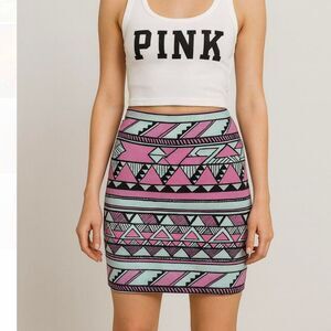 Pink Victoria’s Secret Pink and white casual bandeau skirt small